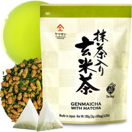 chaganju Genmaicha Green Tea with Roasted Brown rRce, Low caffeine, Japanese Tea, 3g×60 tea bags