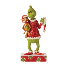 GRINCH by Jim Shore Jim Shore Grinch with Max Under His Arm Resin Figurine, 7.5 in, Multicolor