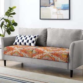 SZXYCZL 3PCS Boho Printed Sofa Cushion Covers, Cute Carpet Pattern Printed Washable Elastic Couch Cover, Indoor and Outdoor Sofa Cover-Orange