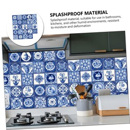 Operitacx 2sets 24pcs Vintage Tile Stickers Removable Mexican Tile Decals for Kitchen and Bathroom Flooring Easy Peel and Stick Decorative Wall Art 24pcs*2