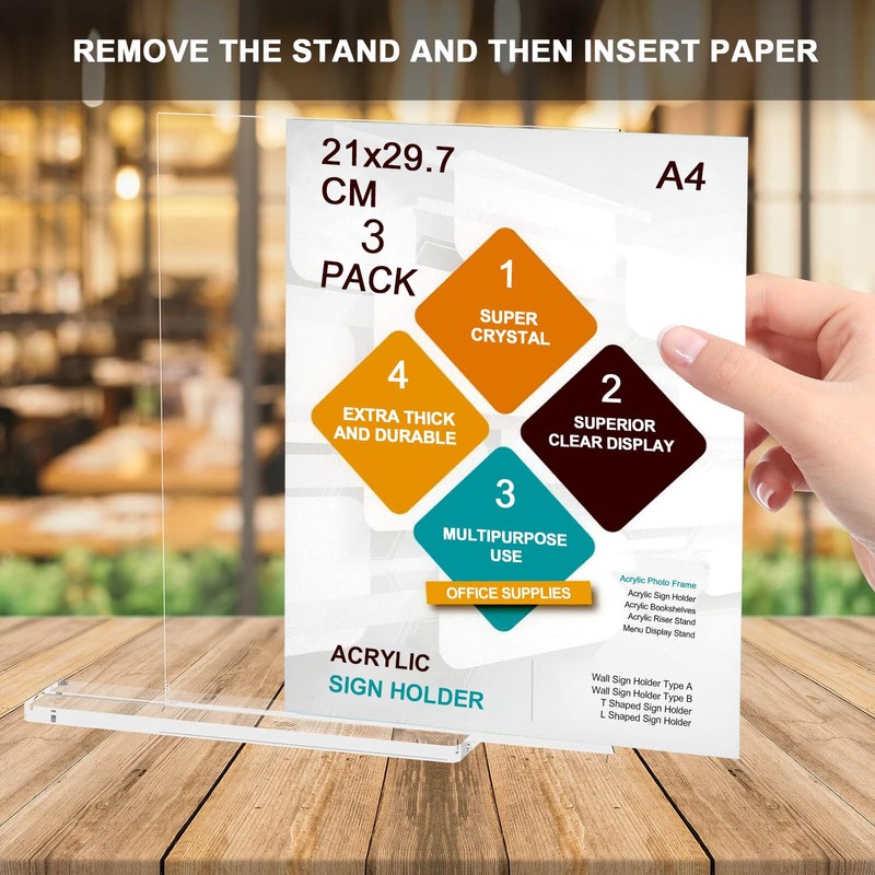 ROSSHINE A5 Menu Holders, 3pack Double Side Display Acrylic Sign