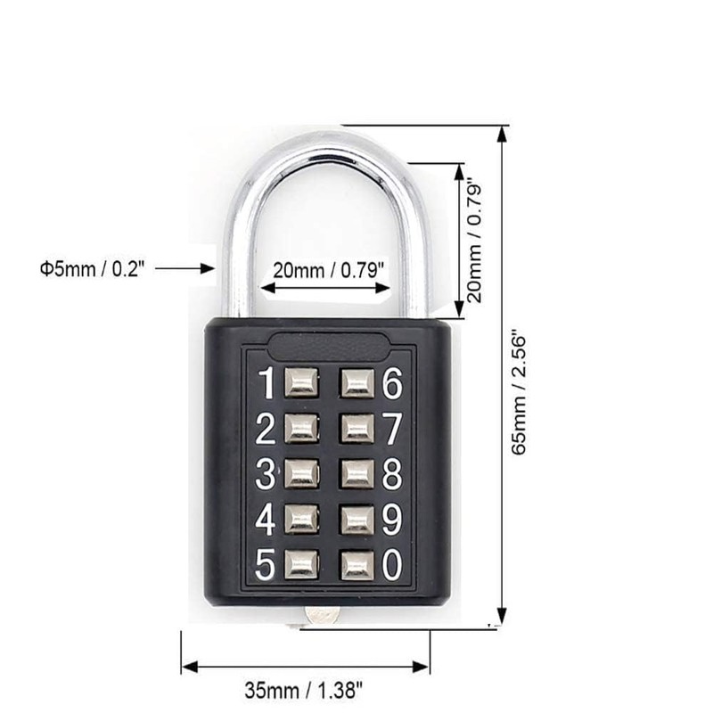 MIONI Guard Security 10 Digit Push Button Combination Padlock, 5