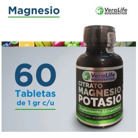 Citrato Potasio Y Magnesio - 60caps - 1gr - Veralife Sabor Sin Sabor