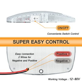 WOWLED Interior Light 10W 48 LED Universal Bright Interior Light with ON/OFF Switch for 12V-85V Car Van Truck Lorry Camper Boat Caravan Motorhome Dome Ceiling Light 2PCS