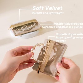 NYXXZ Travel Jewelry Bags, Jewelry Storage Organizer, Velvet Clear Pouch Bag Zipper Pocket Travel Jewelry Storage Bag for Earrings Necklaces Bracelets, Travling Gift for Women Girls, 10PCS