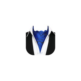 HISDERN Ascot Tie Mens Cravat Ties Floral Paisley Polka Dot Jacquard Self Ascots Cravat Scarf Wedding Party, B-royal Blue, One Size