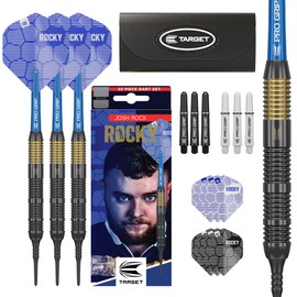 TARGET Darts Josh Rock Soft Tip Darts, 18G Brass Darts, | Pixel Soft Tips, Player Edition Darts with Fixed Black Plastic Tips, Professional Darts Accessories & Darts Case