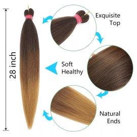 Ombre Pre Stretched Braiding Hair, 28''-8 packs Silky Color Blend Hair Extention