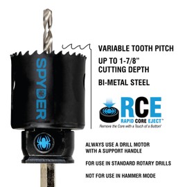 Spyder 5-Piece Rapid Core Eject™ Door Lock Installation Jig and Bi-Metal Hole Saw Kit (1-Inch and 2-1/8-Inch) (600884)