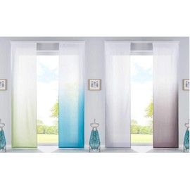 Gardinenbox Set of 2 Sliding Curtains Panel Curtains Opaque Colour Gradient Panel Carrier Weighted Bars Microsatin Microfibre H x W 245 x 60 cm Brown 85425N2