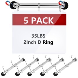 5 Pack 3 Ring Binder Mechanism 2 inch Magnetic Hanging Binder Rings for Hanging 8.5 x 11 Inch Sheets of Paper Magnetic D Ring Binder Magnetic 3 Ring Binder Locking Mechanism D Shaped Binder Rings