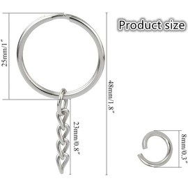150 Pcs Metal Key Chain Ring with Chains - Ring Diameter 25mm - Key Chains Rings Parts with Open Jump Ring and Connector，Jewelry Making Key Ring Perfect for Jewelry or Craft DIY (Silver)