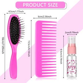 Civaner 3 Pieces Doll Hair Brush Kit Plastic Pink Doll Wig Brushes with Spray Bottle Doll Hair Care Comb Set for 18 Inch Doll and Doll House Doll Travel Hair Care Styling Accessories(Pink)