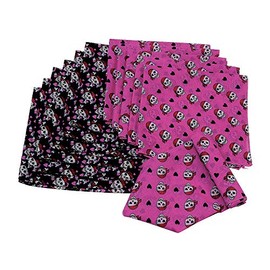 Fun Express Pink and Black Pirate Skull & Heart Bandanas (Set of 12) Party Supplies