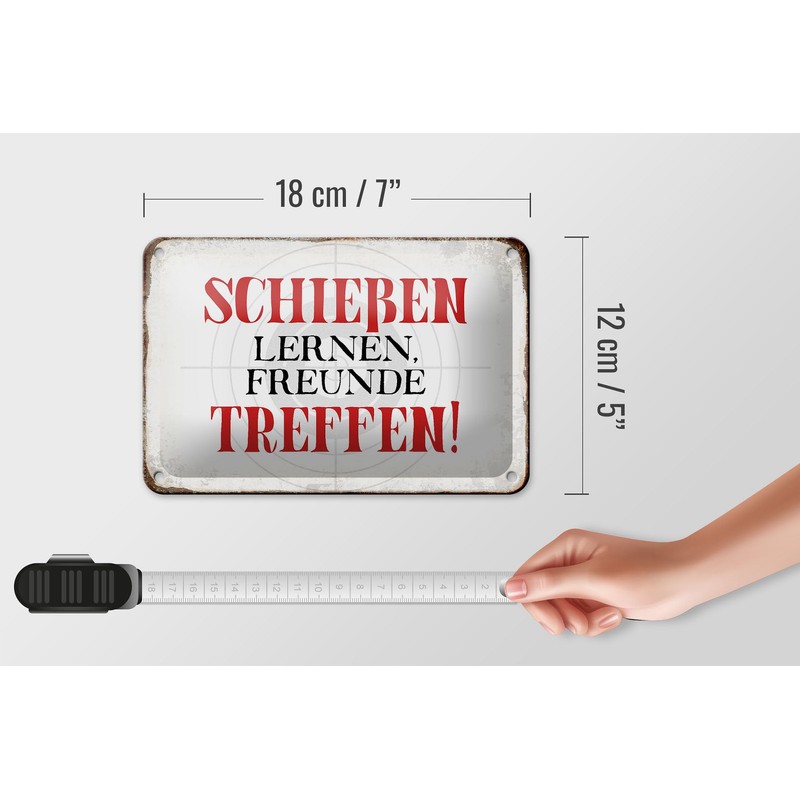 Tin Sign with Saying 18 x 12 cm Shoot Learn