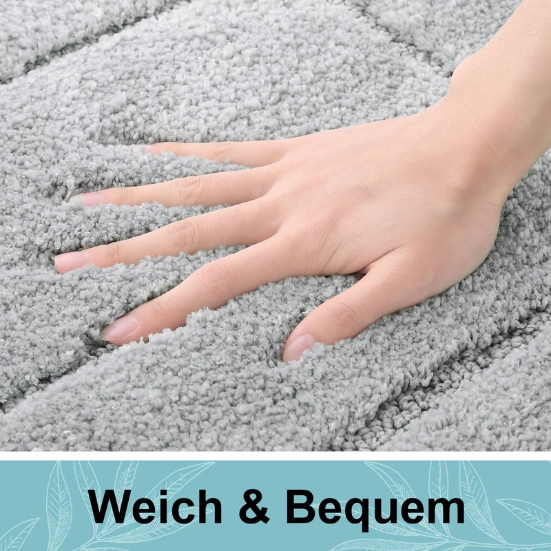 Homaxy Microfibre Bathroom Rug Non-Slip Washable Bath Mat Soft Bath