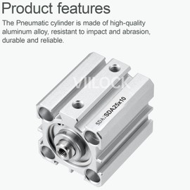 VIILOCK Pneumatic Air Cylinder 25mm Bore 25mm Stroke, Thin Air Cylinder Double Action Hydraulic Cylinders SDA 25 X 25