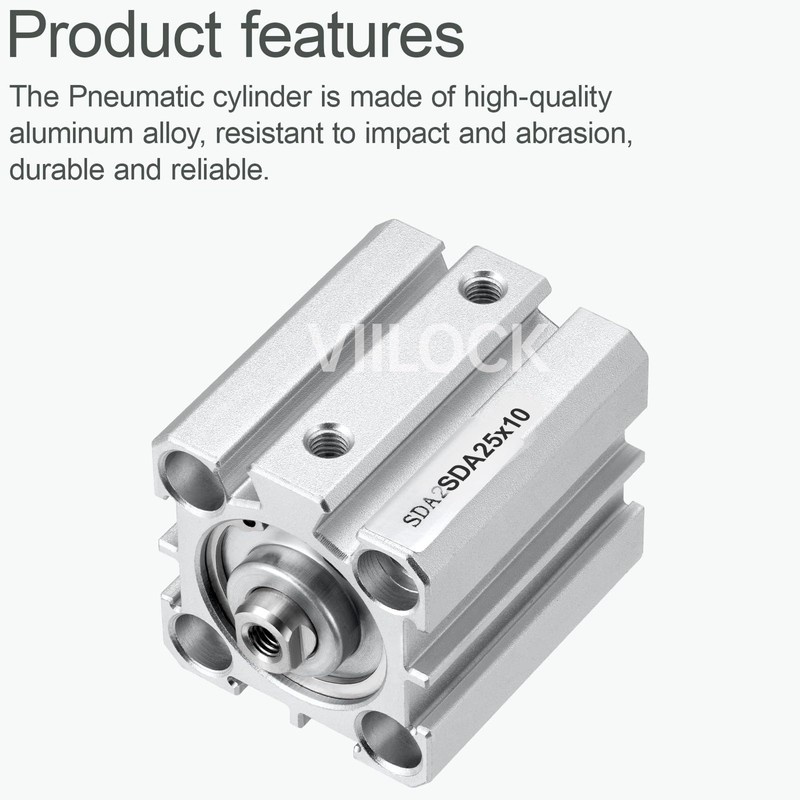 VIILOCK Pneumatic Air Cylinder 25mm Bore 25mm Stroke, Thin Air