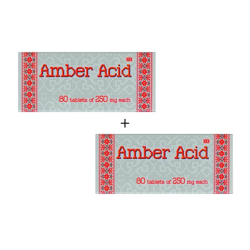 FARMAKOM (2 Pack) Succinic Acid (Amber Acid) 80 tabs/0.25g with