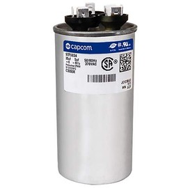 97F9834 35 + 5 uf MFD 370 Volt VAC - Replacement Round Run Capacitor by CAPCOM