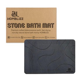 Homblizz Stone Bath Mat - Diatomaceous Earth Non-Slip Bath Mat, Fast Dry Stone Mat for Bathrooms- Modern and Elegant Bathroom Decor, Shower Mat Easy-to-Clean, 24 x 16 Inches (Dark Gray)
