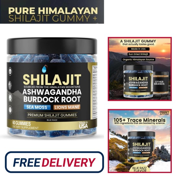 Pure Himalayan Shilajit Gummies with Ashwagandha & Chaga for Energy