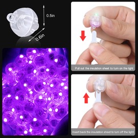 pozzolanas 50PCs Mini Led Lights with Hook, Waterproof Round Tiny Led Light for Party Decorations Neon Party Lights，Purple-Blinking Lights