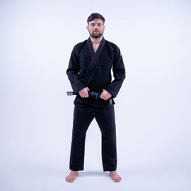 Progress Jiu Jitsu Academy Gi | Lightweight BJJ Gi with Free White Belt | BJJ Kimono for Men & Women | Tear-Resistant Jiu Jitsu Gi for Training & Competition | Women's & Men's Kimono | Black A3