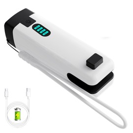 HSLGOVE 3-IN-1 Mini Bag Sealer, Rechargeable Bag Sealer Heat Seal with Cutter, Flash-light and Magnet Mini Bag Resealer Machine for Plastic Bags Snack Bags-Beigewhite