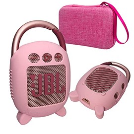 Hard Carrying Case and Silicone Cover for JBL Clip 4 Portable Bluetooth Speaker, Protective Travel Case Storage for JBL Clip 4 (Hard Case+Silicone Cover) (Pink)