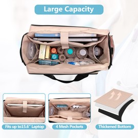 Prokva Nurse Tote Bag Clinical Bag Empty, Large Nurse Bag for Work fits 15.6" Laptop for Medical Assistants, Home Healthcare, Travel, Black