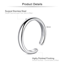 Mayhoop Silver Toe Rings for Women Surgical Steels Adjustable Open Toe Rings Tail Ring Finger Rings Knuckle Ring