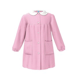 Siggi Apron Nursery Years Girls School Kids Aprons Checked White Pink Light Blue Girls Apron Sleeve Painting Nest Sleeves Teacher Cotton Aprons, pink