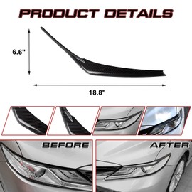 x xotic tech 2pcs Headlight Eyelid Eyebrow Cover Trim Exterior Decoration Compatible with Toyota Camry 2018 2019 2020 2021 2022 2023 2024 Accessories (Carbon Fiber Pattern)