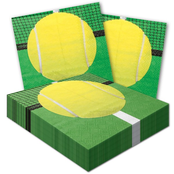Servilletas de almuerzo de tenis (paquete de 32) Hermosas servilletas de papel cuadradas de 16,5 cm (plegadas) con gráficos auténticos de tenis. Coordina con la colección de fiesta de tenis. Juego de fiesta
