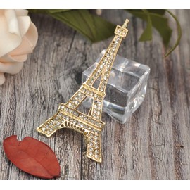 Gyn&Joy Gold Tone Clear Crystal Rhinestone Fashion Tower Brooch Pin