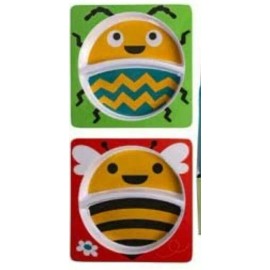 Regent Products Kids Divided Plates - Set of 4 - LadyBug, Bee, Bug & Frog - Melamine, BPA Free