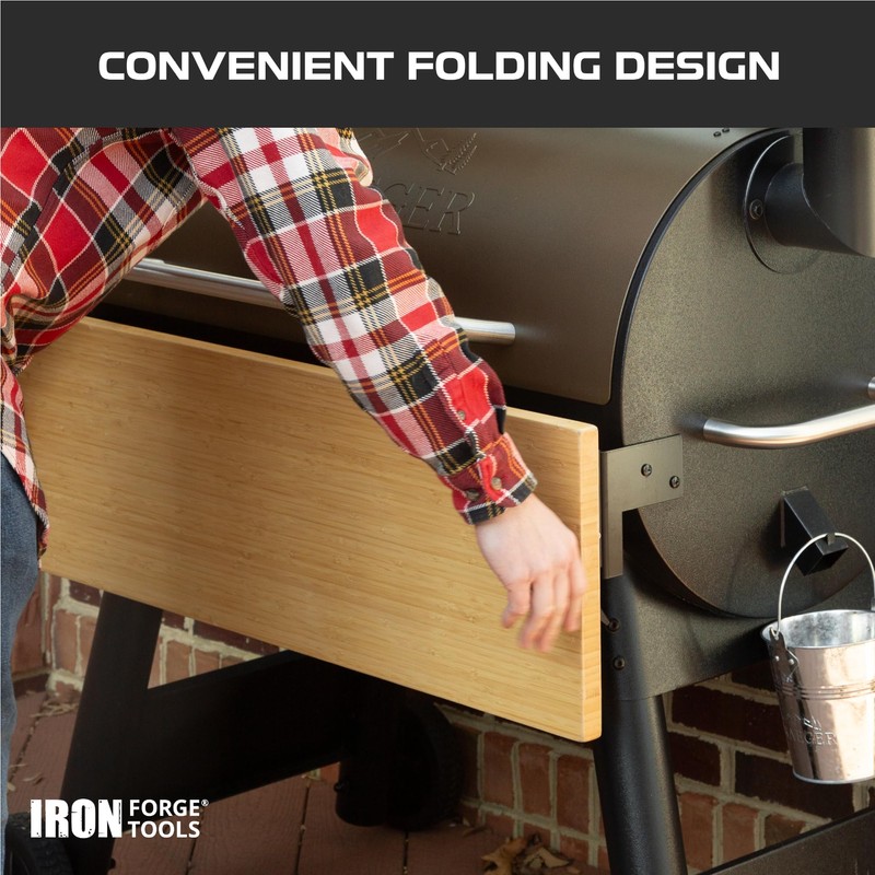 Iron Forge Tools Wood Folding Grill Shelf, 37 x 12