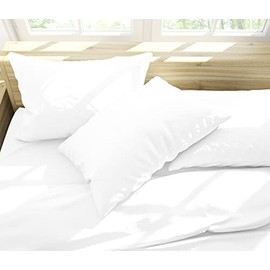 Roosnam&Aifar Smooth&Soft PolyCotton Housewife Pillowcases Pair 2 Pack of Standard Pillow cases 50x75 cm, Soft Breathable Wrinkle and Fade Resistant (Standard Pillowcases) (White)