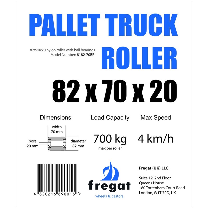 Pallet Truck Roller (Diameter 82mm Width 70mm) Nylon Load Roller/Wheel