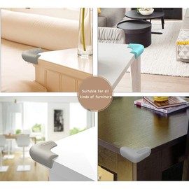 Food-Graded Silicone Corner Protectors, Baby Proofing Table Edge Guards, Pre-Tapep Adhesive Kids Safety Proof, Cabinets Fireplace Furniture Bumpers (4, Gray)