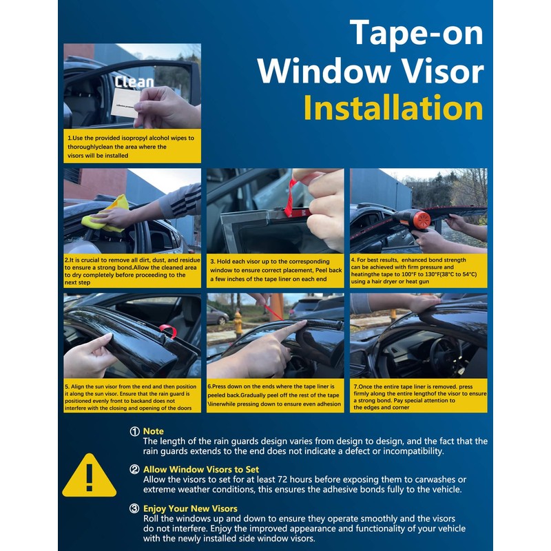 CXZHAZD Shatterproof Tape-On Rain Guards for Nissan Kicks 2025 2026
