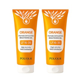 Orange Exfoliating Gel, Vitamin C Face & Body Scrub, Deep Cleansing Peeling Gel, Brightening Facial Exfoliator, Dead Skin Remover, Gentle Daily Skincare, Gift for Back to School:_Two bottle