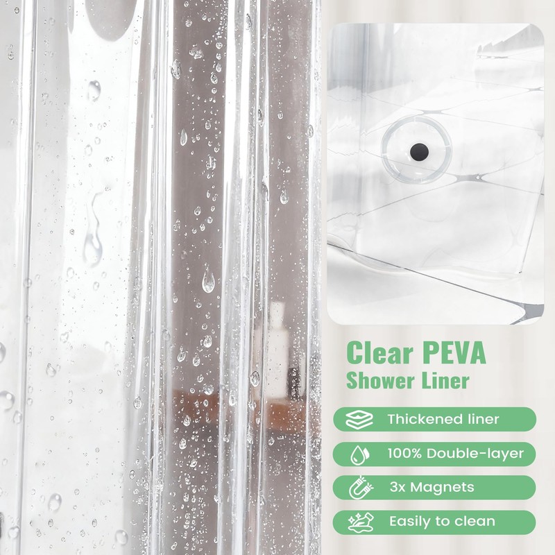 Dynamene Extra Long Shower Curtain and Liner Set - 84