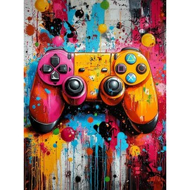 KEYIFA Paint by Numbers Adults, Game Controller Painting by Numbers Kits with Brushes and Acrylic Paints, DIY Oil Painting Set, Painting, Crafts, Canvas Picture, Adults, Home Decoration, 30 x 40 cm