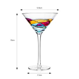 Artisanal Hand Painted Martini, Champagne & Cocktail Glasses - Gift for Wife, Mom, Friends, Weddings, Christmas, Birthday, Holiday Renaissance Romantic Stain-glassed Windows Gifts, 2 Set - Martinis