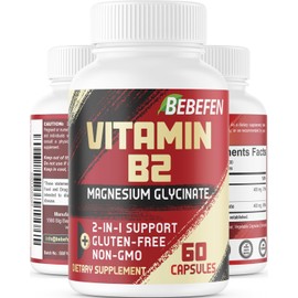 1000mg Pure Naturals Vitamin B2 (Riboflavin) Supplement with Magnesium Glycinate - Support Comfortable Mood, Energy Production & Circulatory Health - 60 Capsules