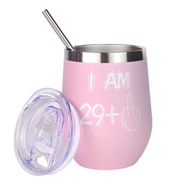 BOKALAKA 30th Birthday Women, 30th Birthday Gift for Women, Stainless Steel Wine Cup Gifts 30th Birthday Wife, Birthday Gift (Pink, 350ml)