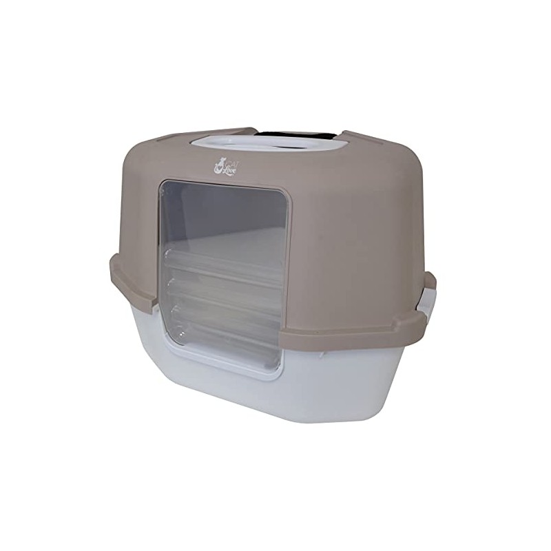 Cat Love Space Saver Corner Hooded Cat Pan, taupe/tan.