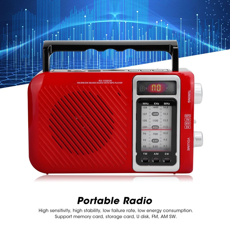 Multifunction Radio with LED Light Speaker Support Memory Card MMC